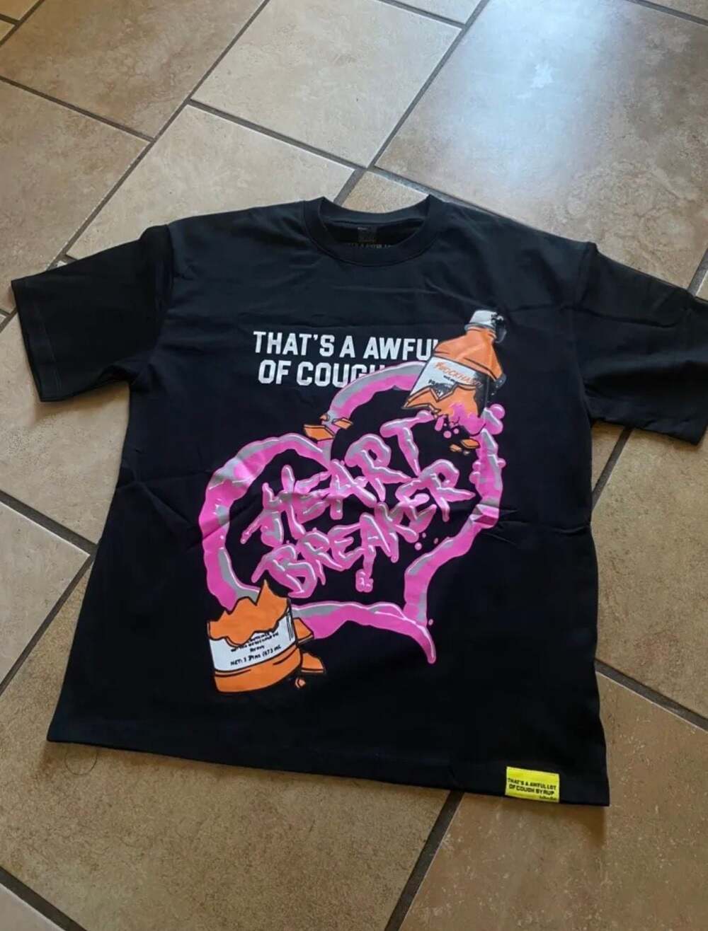 That's An Awful Lot Of Cough Syrup Heart Breaker Graphic T-Shirt Black